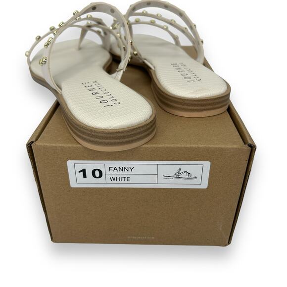 NEW Journee White Strappy Studded Sandals Size 10 Gold Beach Summer - Picture 9 of 10